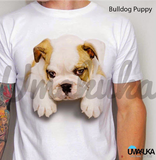 Umakuka Kaos Oblong 3D Bulldog Puppy 